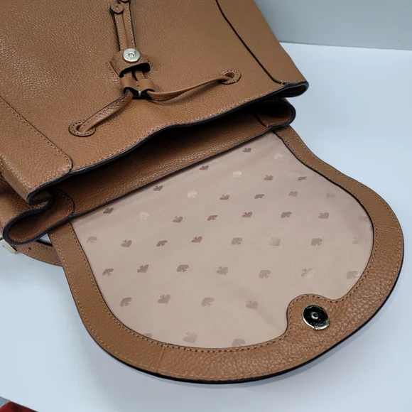 Kate Spade pebbled leather large flap backpack leila warm  display picture 3
